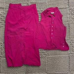 Vintage Maren Hot Pink Lightweight Maxi Skirt and Tank Matching Set